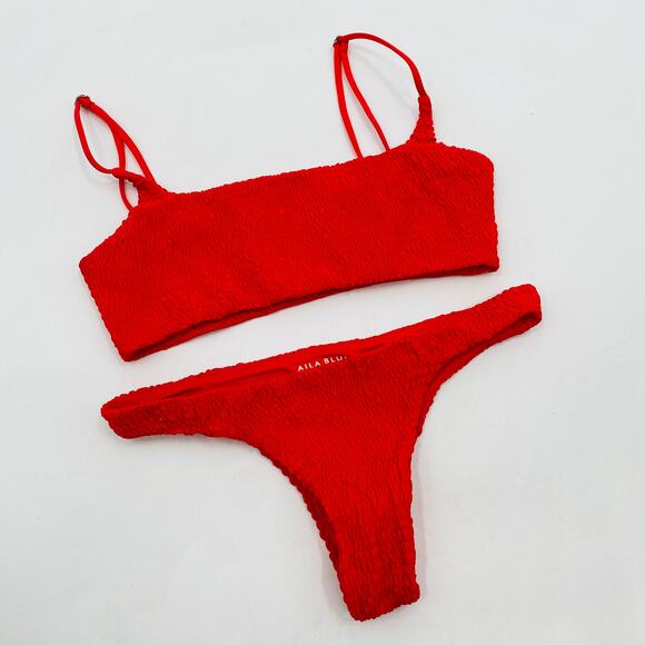 Alia Blue Red alice & oceana Smocked bikini - Picture 1 of 6